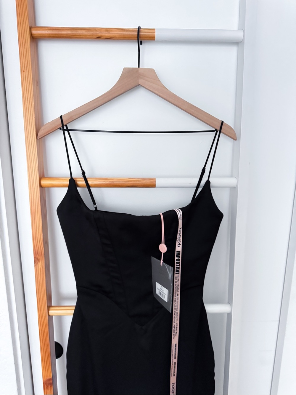 House of Cb Anais Satin Pointed Corset Midi Dress Black NWT - Picture 5 of 14